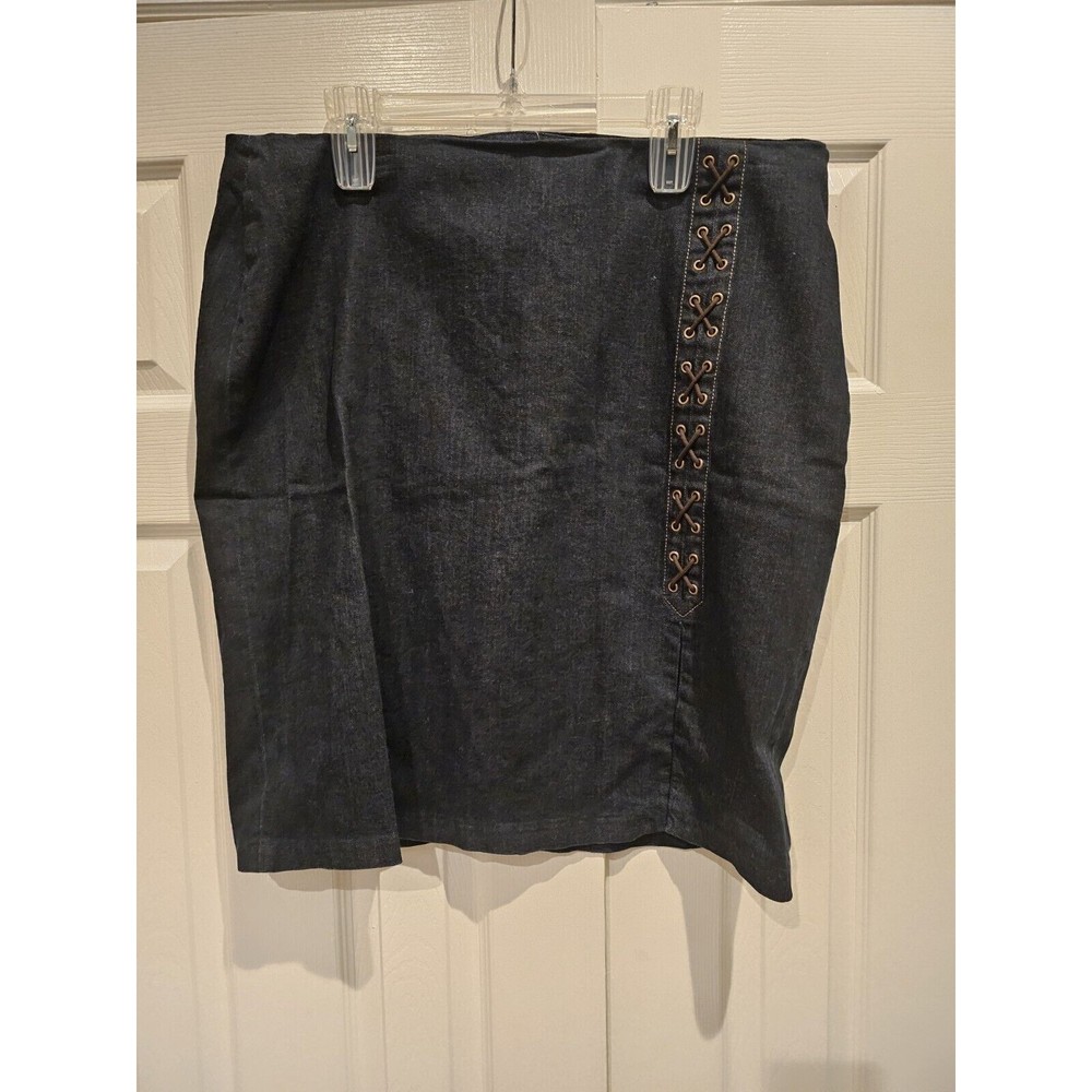 Lauren Ralph Lauren Side Zip Cross Hatch Pattern Denim Skirt Women's Size 20W...